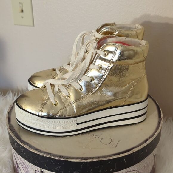 heart sole Shoes - - - Heart Soul Shiny Gold High Tops